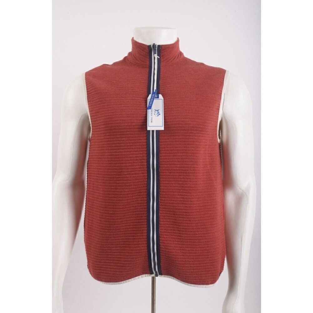 Southern Tide Mens Reversible Vest Jacket Ridgepoint M Red Gray 9590 NWT